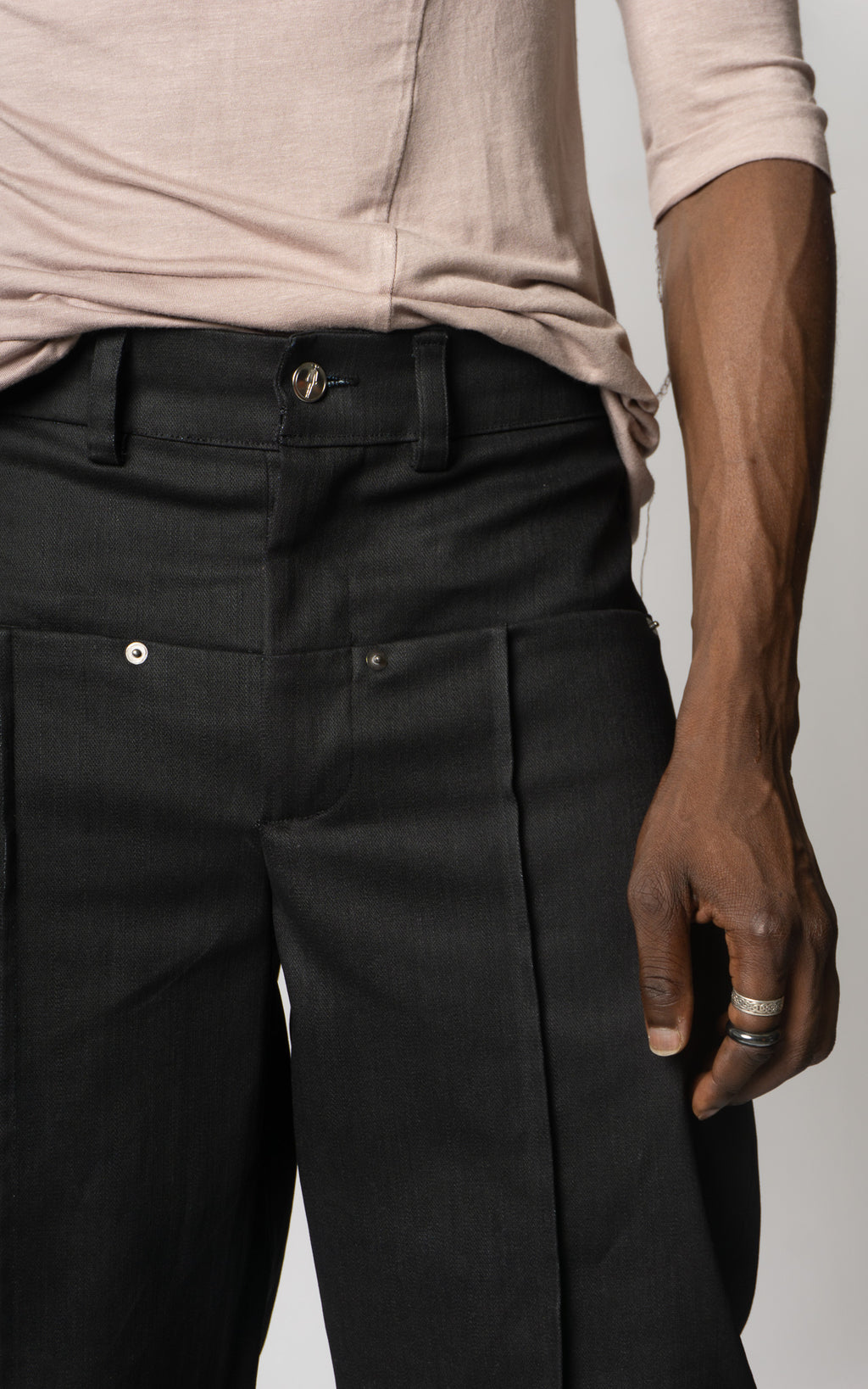 Waxed Fishtail Pintuck Jeans