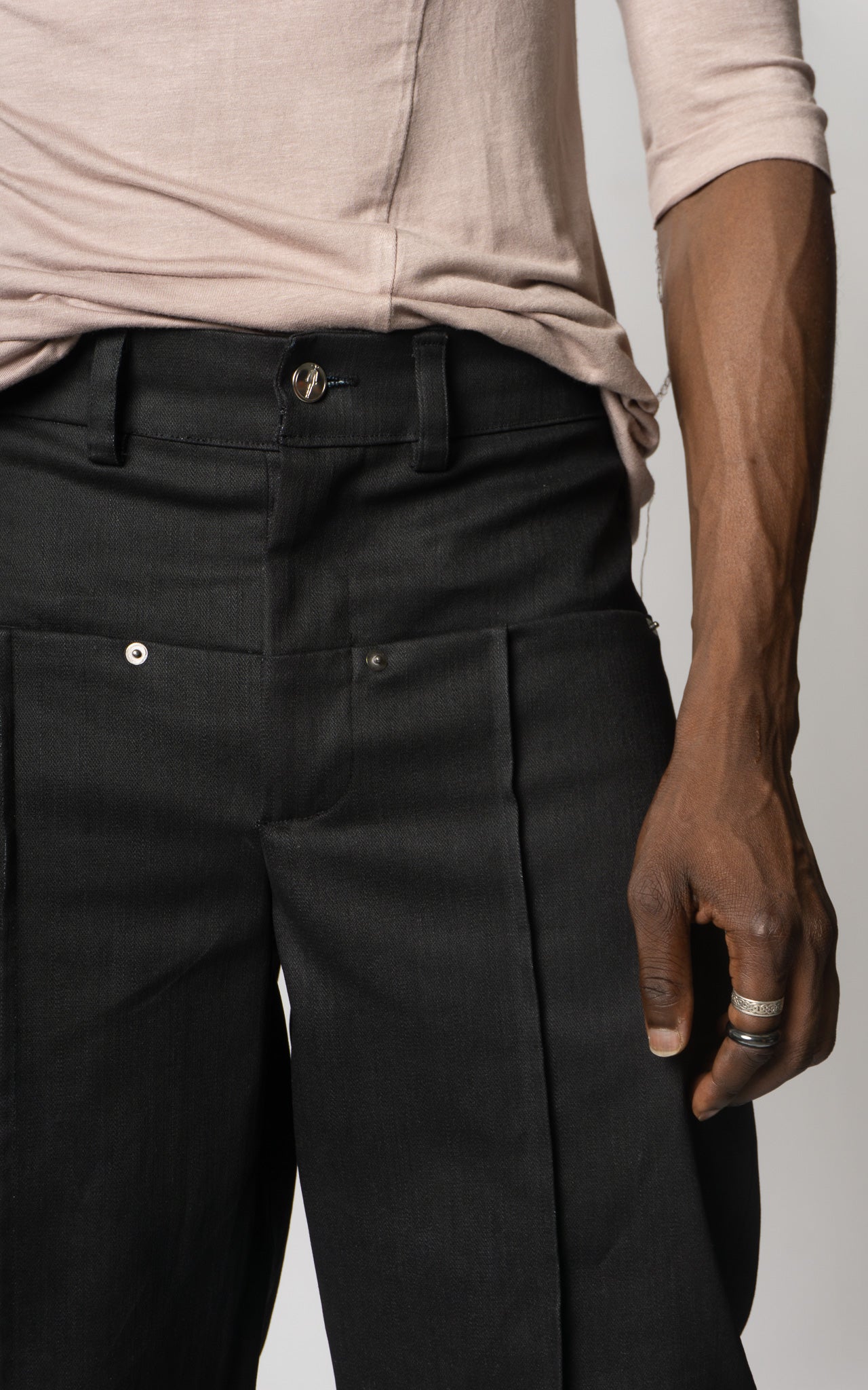 Waxed Fishtail Pintuck Jeans